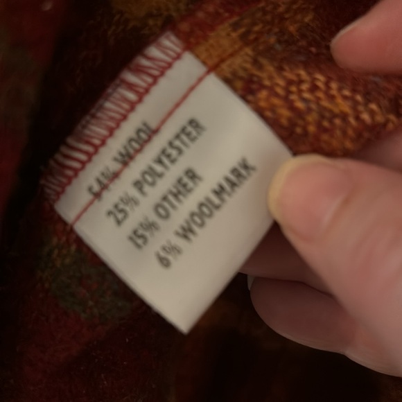 Sasha red fall leaves color wool blend jacket zipper sz 16 funnel neck plaid - Picture 5 of 16